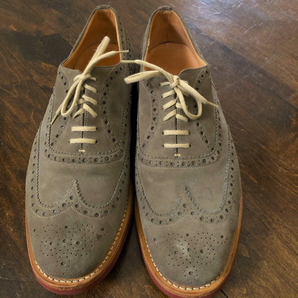 Church’s - handmade mens gray suede Oxford dress shoes - size 11